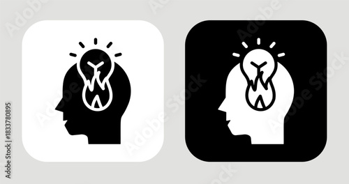 Insight Flame Icon In Black and White Glyph Style