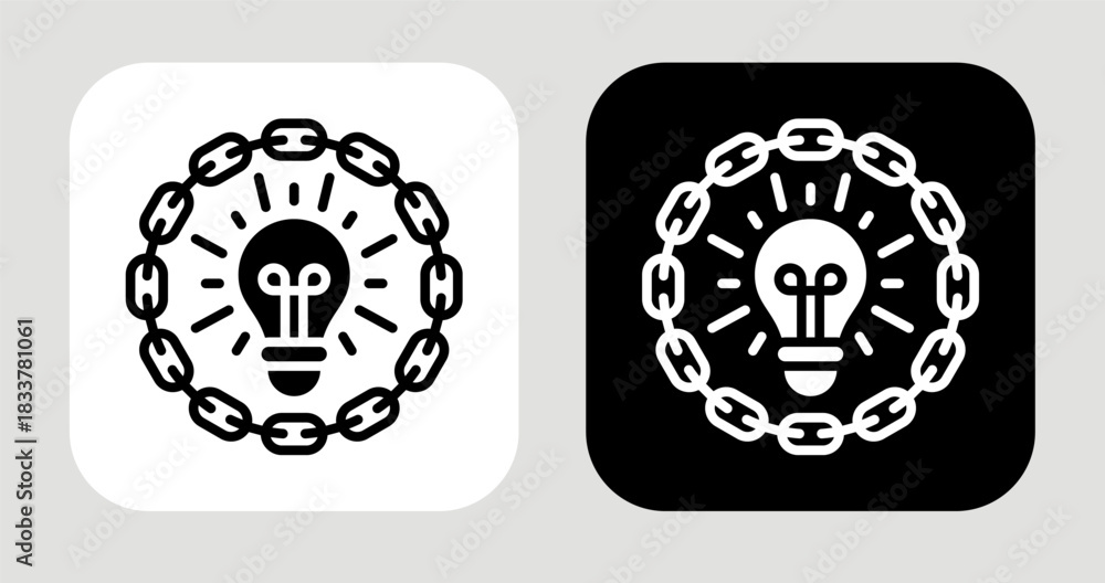 Obraz premium Spark Chain Icon In Black and White Glyph Style