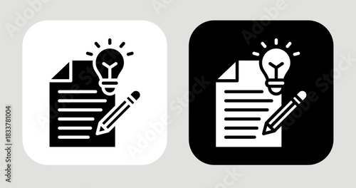 Light Draft Icon In Black and White Glyph Style