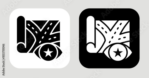 Vision Map Icon In Black and White Glyph Style
