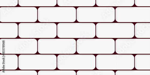 Pavement slab road seamless mosaic stone concrete wall surface tiles. subway vector block rock white brick wall texture background.	