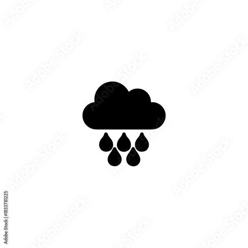 Silhouette of a cloud with raindrops falling beneath it on transparent background