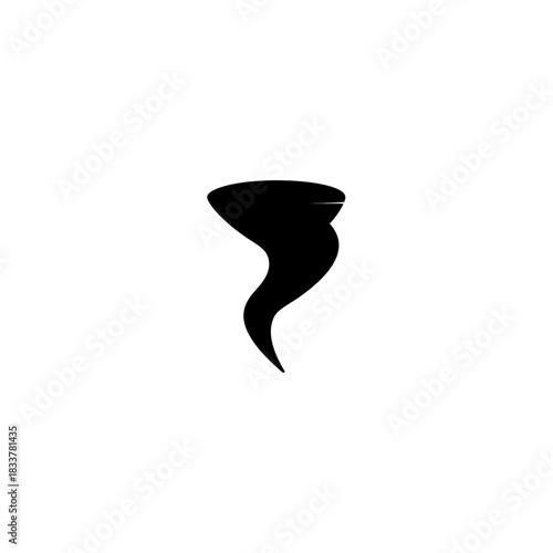Illustration of a black tornado on a white background on transparent background