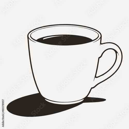 Isolated coffee cup vector, hot black espresso mug, and white tea beverage object for cafe stock images