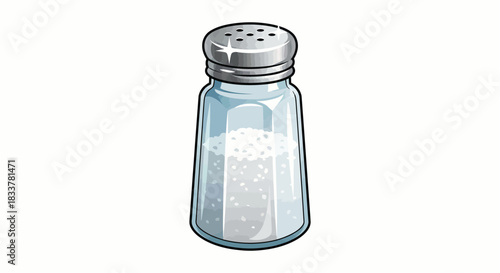 Isolated glass salt and pepper shakers with seasoning ingredients for cooking food