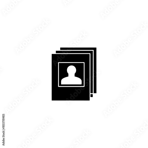 Stack of documents with a person icon on the first one on transparent background