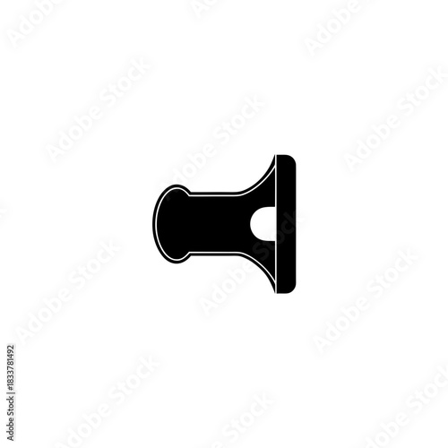 Illustration of a stylized black push pin on white space on transparent background