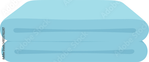 Clean folded light blue bath towel vector illustration isolated on a white background.