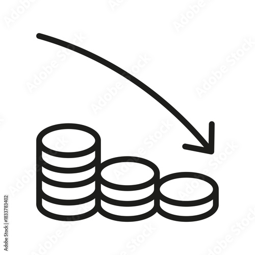 Earning icon Outline and flat style designs. Coins Stack with Arrow Up Related Vector Line Icon. Increase and Decrease line Editable Icons. Modern thin line style of profit related icons: chart, graph
