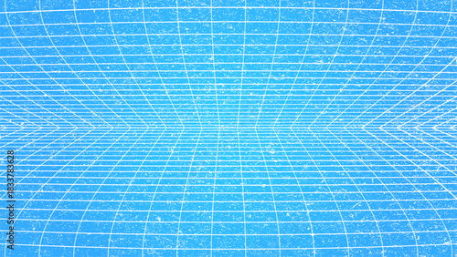 3D wireframe perspective grid room template design vector illustration background. Empty three dimensional virtual room perspective wireframe grid geometric sketch. Cyber virtual line interior frame.