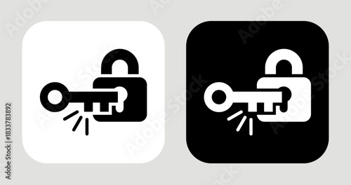 Golden Key Icon In Black and White Glyph Style