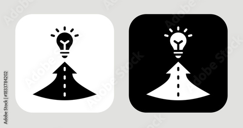 Discovery Path Icon In Black and White Glyph Style