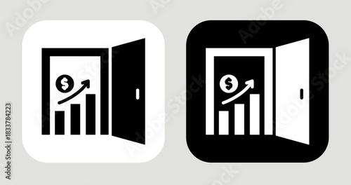 Market Doorway Icon In Black and White Glyph Style