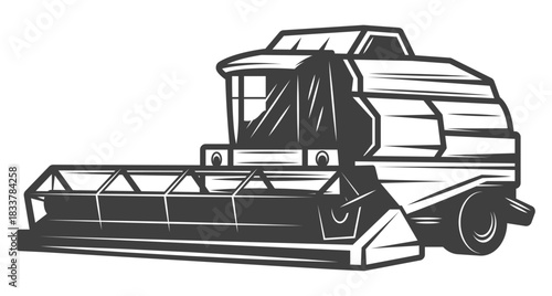 Combine Harvester Silhouette Illustration