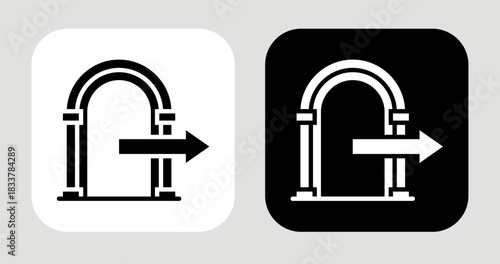 Future Gate Icon In Black and White Glyph Style