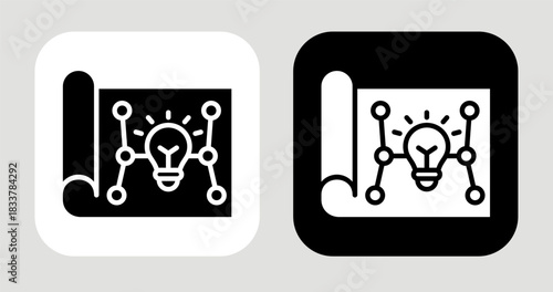 Insight Mapping Icon In Black and White Glyph Style