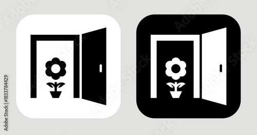 Growth Portal Icon In Black and White Glyph Style
