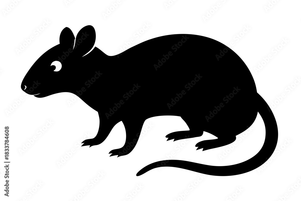 Fototapeta premium rat silhouette vector, Mouse icon black symbol 