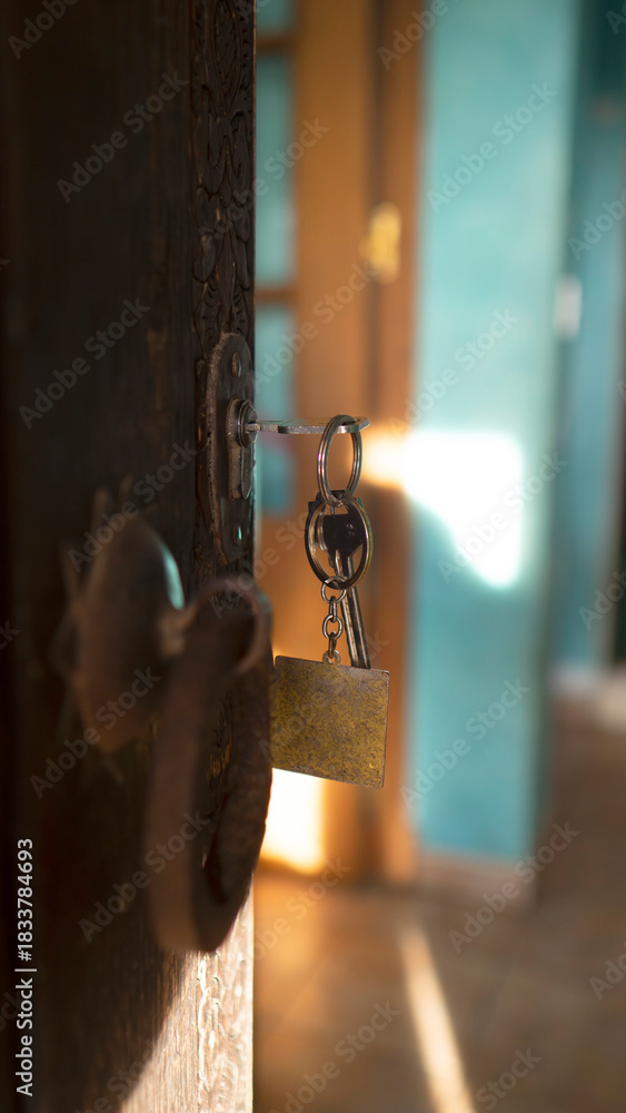 custom made wallpaper toronto digitalA bunch of keys is inserted in the door lock