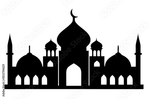 mosque silhouette vector, mosque black symbol

