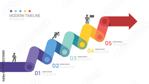 Infographics arrow point timeline business 5 steps to success template.
