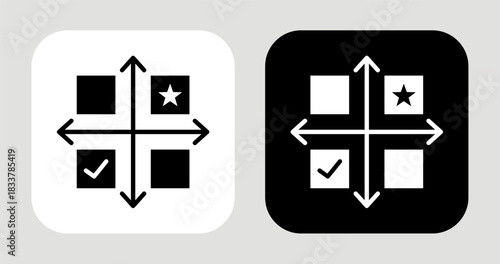 Decision Matrix Icon In Black and White Glyph Style