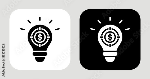 Value Focus Icon In Black and White Glyph Style