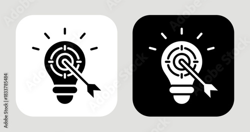Focus Target Icon In Black and White Glyph Style