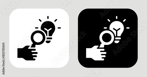Idea Focus Lens Icon In Black and White Glyph Style