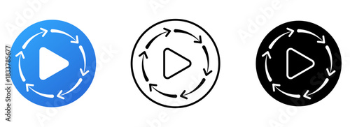 Modern video play button icon isolated vector illustration