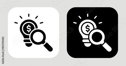 Value Lens Icon In Black and White Glyph Style