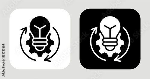 Priority Gear Icon In Black and White Glyph Style