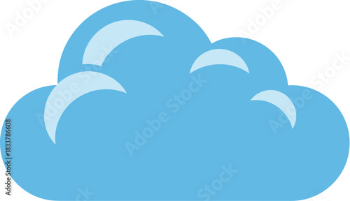 Stylized fluffy blue cloud graphic vector illustration.
