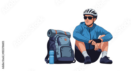 An adventurous cyclist takes a well-deserved break during an extensive travel journey, reflecting on the scenic routes and planning exciting future expeditions