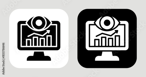 Data Insight Icon In Black and White Glyph Style