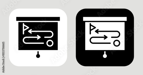 Competitor Map Icon In Black and White Glyph Style
