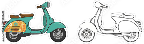 Colored and Line Art Scooters