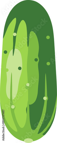 Stylized green cucumber vector illustration isolated on a white background.