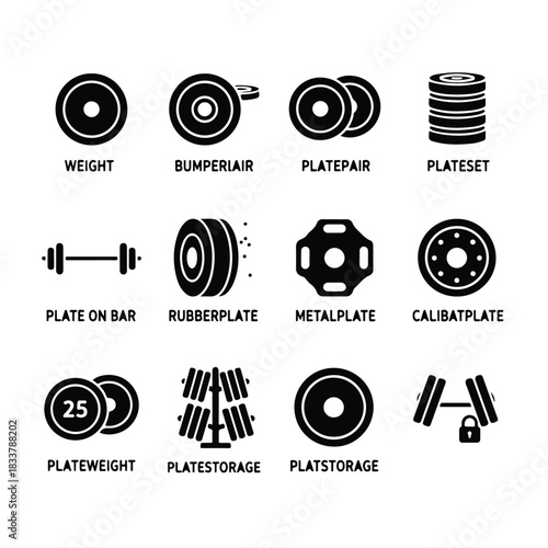 Gym & Fitness Equipment Icons – Dumbbells, Kettlebells, Machines, and Workout Gear