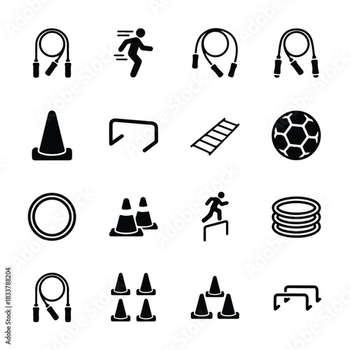 Gym & Fitness Equipment Icons – Dumbbells, Kettlebells, Machines, and Workout Gear