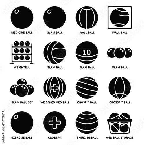 Gym & Fitness Equipment Icons – Dumbbells, Kettlebells, Machines, and Workout Gear