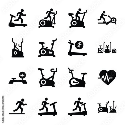 Gym & Fitness Equipment Icons – Dumbbells, Kettlebells, Machines, and Workout Gear