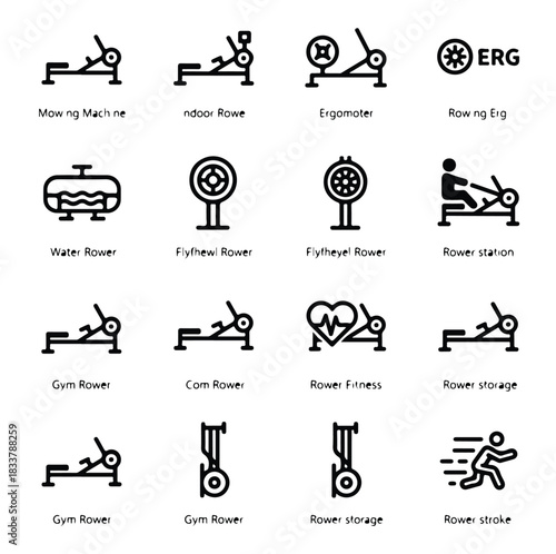 Gym & Fitness Equipment Icons – Dumbbells, Kettlebells, Machines, and Workout Gear