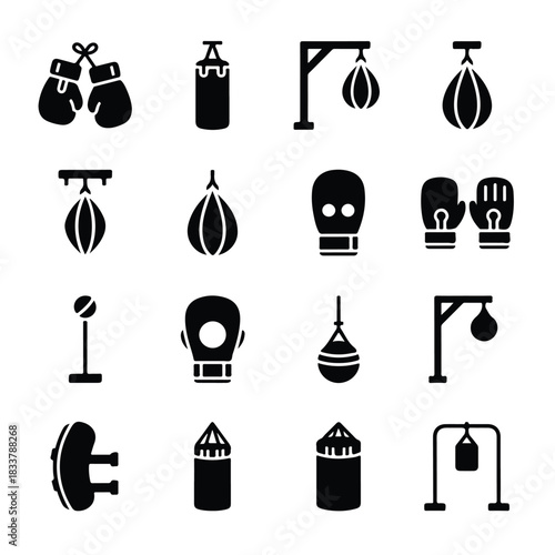 Gym & Fitness Equipment Icons – Dumbbells, Kettlebells, Machines, and Workout Gear