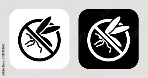 Mosquito Icon In Black and White Glyph Style