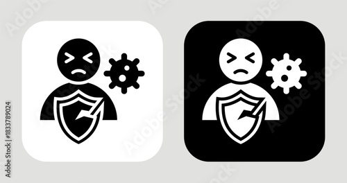 Weakened Immune System Icon In Black and White Glyph Style