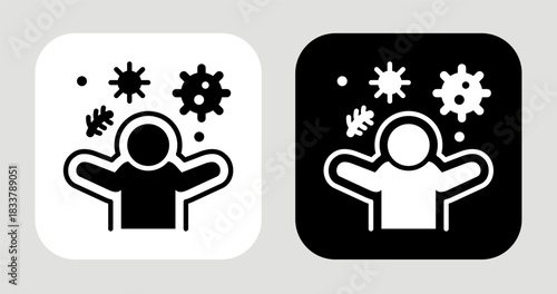 Immune Icon In Black and White Glyph Style