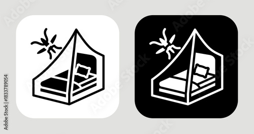 Mosquito Net Icon In Black and White Glyph Style