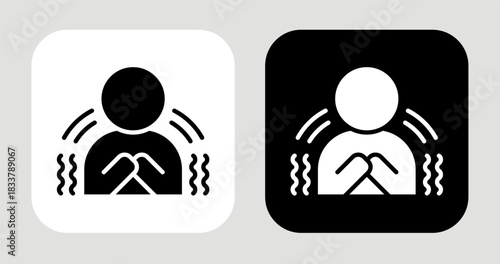 Shivering Icon In Black and White Glyph Style