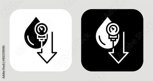 Low Blood Pressure Icon In Black and White Glyph Style